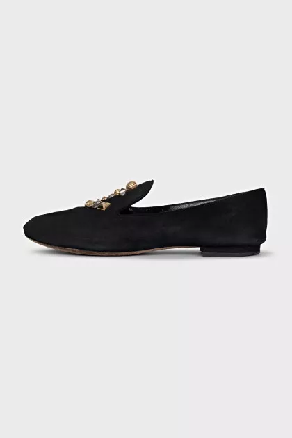 Black ballet flats with decor