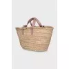 Raffia bag with leather logo