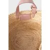 Raffia bag with leather logo