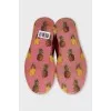 Leather sneakers with a pineapple print