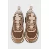 Leather and suede lace-up sneakers