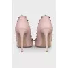 Leather pumps with gold trim