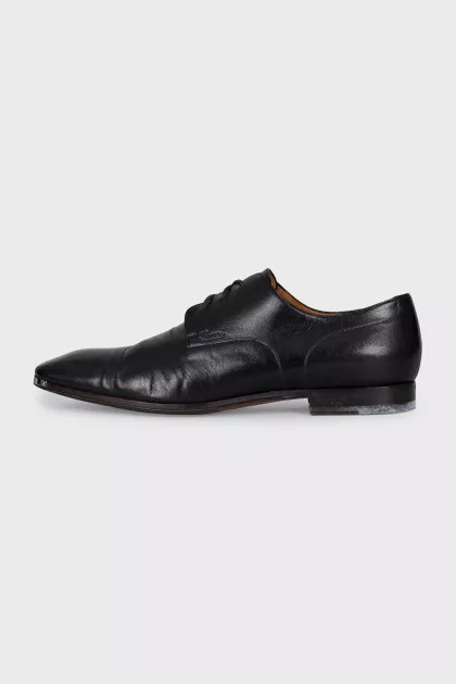 Men's black leather lace-up shoes