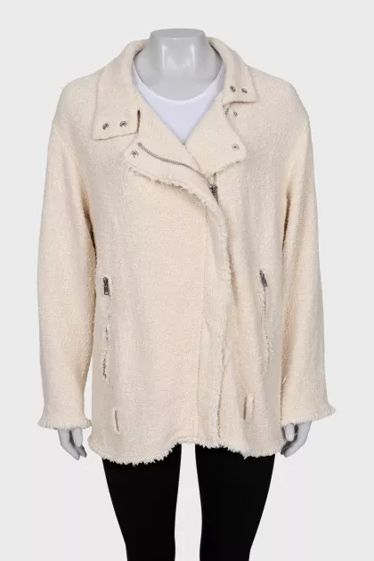 Straight cardigan with a zipper