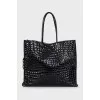 Embossed leather tote bag