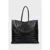 Embossed leather tote bag