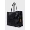 Embossed leather tote bag