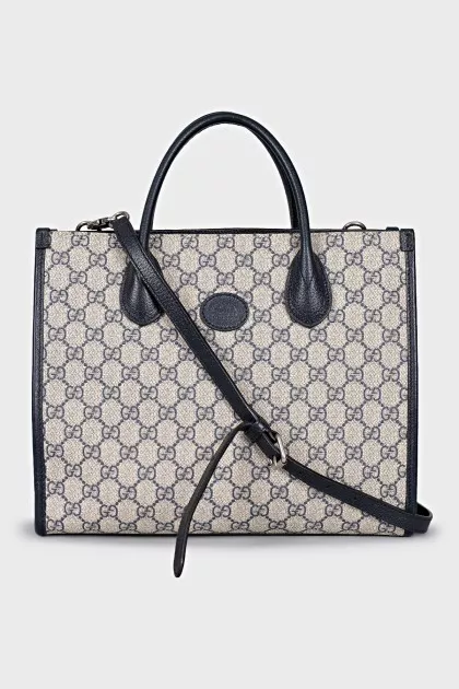 Canvas tote with branded monogram