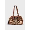 Textile bag with animal print