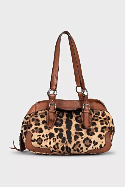 Textile bag with animal print