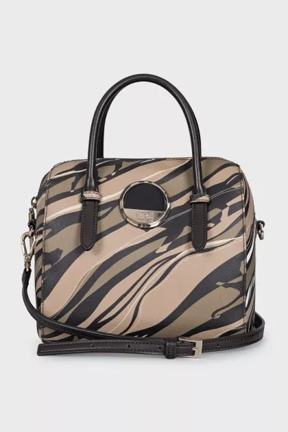 Printed leather crossbody bag