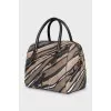 Printed leather crossbody bag