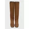 Suede boots with a trapezoid heel