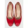 Red leather high heels