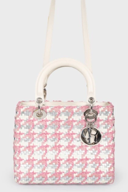 Плетена різнокольорова сумка Lady Dior