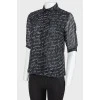 Translucent blouse text print shirt