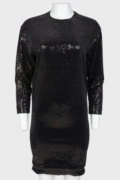 Black midi sequins dress