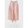 Pink silk floral print skirt