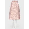 Pink silk floral print skirt