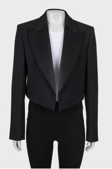 Cropped jacket with satin lapels