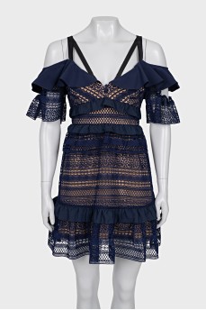 Fitted dress with lace and zipper