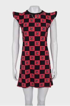 Plaid dress with monogram
