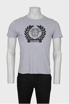 Men's Grey T-Shirt with Black Print