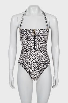 Animal Print Swimsuit with Tag