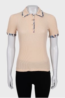 Beige ribbed T-shirt