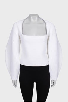 Knitted jumper with a square neckline