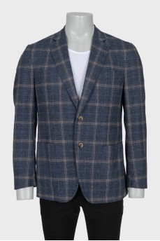 Men's single-breasted checked jacket