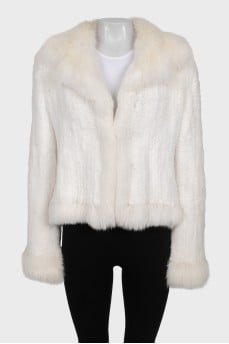 White rabbit and fox fur jacket