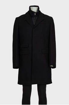 Men's black wool coat with tag