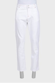 Men's straight white jeans