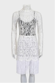 Lace dress with a high collar