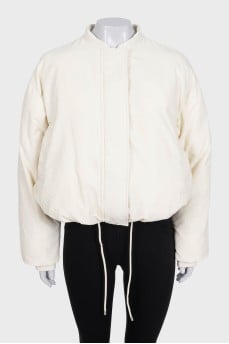 Short down jacket with a zipper and buttons