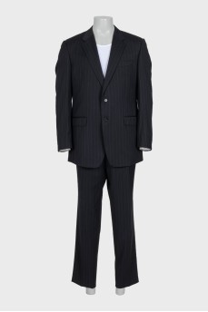 Men's white striped wool suit