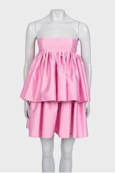 Pink mini dress with ruffles