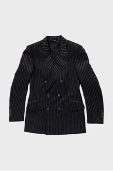 Men's black striped suit
