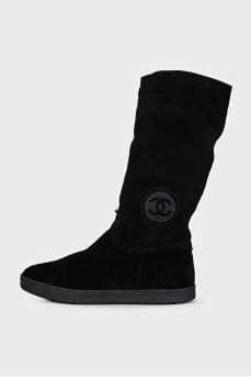 Suede slip-on boots