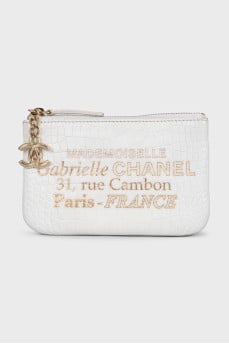 White leather coin purse