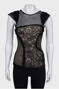 Black top with lace inserts