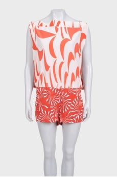 Silk jumpsuit with print