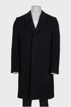 Men's black single-breasted button-down coat
