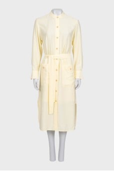 Yellow fitted dress with buttons