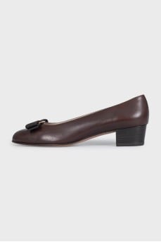 Brown leather ballet flats with heels