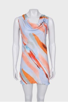 Straight dress in multicolor print