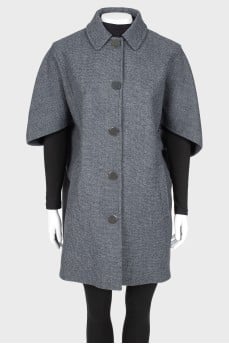 Cape with short sleeves in wool