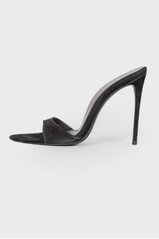 Open heel suede sandals