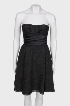Textured black dress with tag